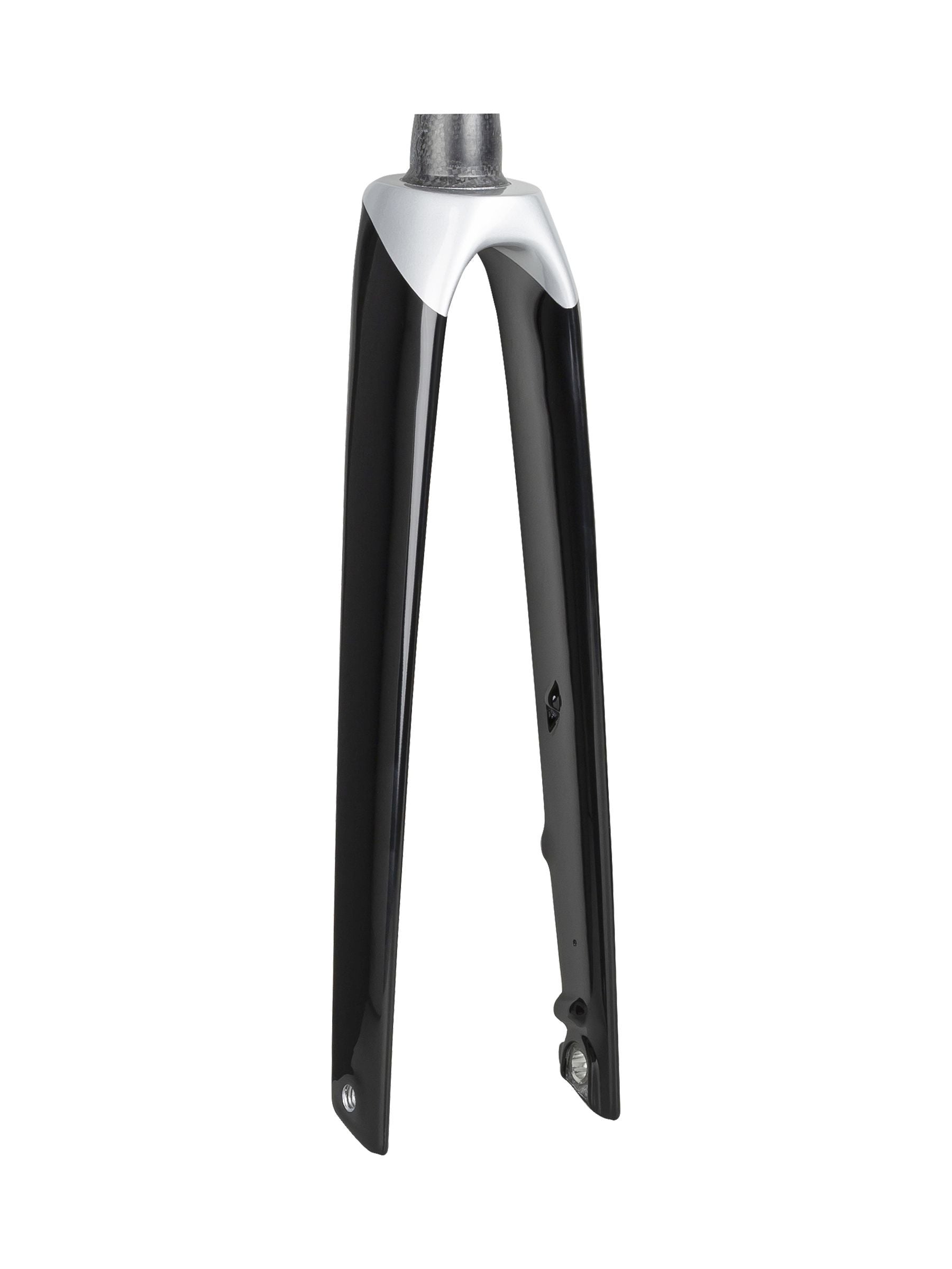 Trek Madone SLR 7 700C road bike forks with disc brake mounts, lightweight carbon components for high-performance cycling.