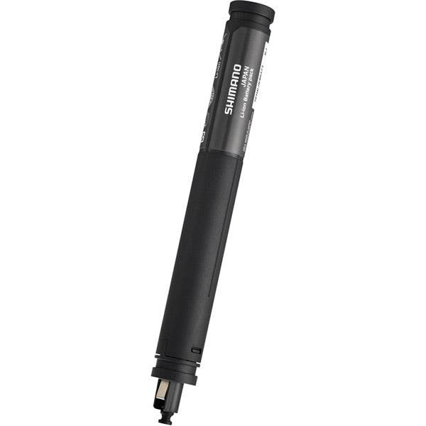 Shimano Di2 BT-DN110 internal mount battery for electronic shifting systems, shown with connectors and mounting features.