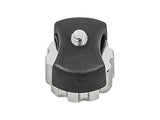 Black and silver Bontrager threaded wheel magnet for universal speed sensor, designed for bike components and accessories.
