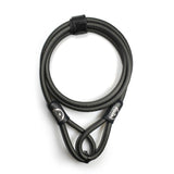 Squire 10mm security cable lock for bike wheels, saddles, and helmets, 1800mm length, coiled with a protective vinyl cover.