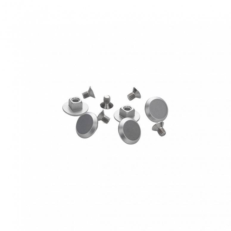 Brooks Stud and Bolt Silver saddle replacement kit with five components for bike saddle maintenance and repair.