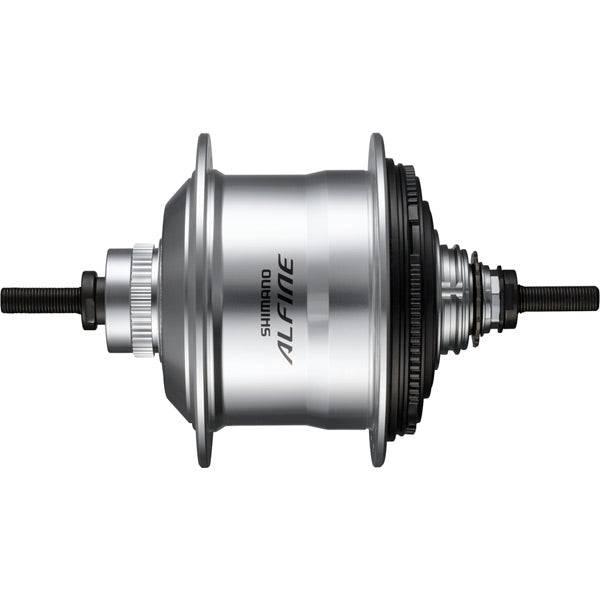 Shimano Alfine SG-S7001 11-speed disc hub with 135mm O.L.D. for center-lock rotors, shown from side view without fittings