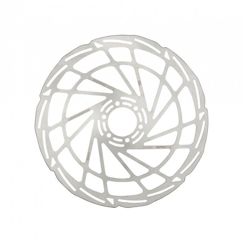Jagwire Sport SR1 6-bolt disc brake rotor for ISO and Centerlock hubs, showcasing the metallic rotor with ventilation holes.