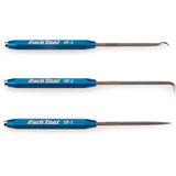 Park Tool UP-SET Utility Pick Set with replaceable picks, precision bike maintenance tools shown in workshop setting.
