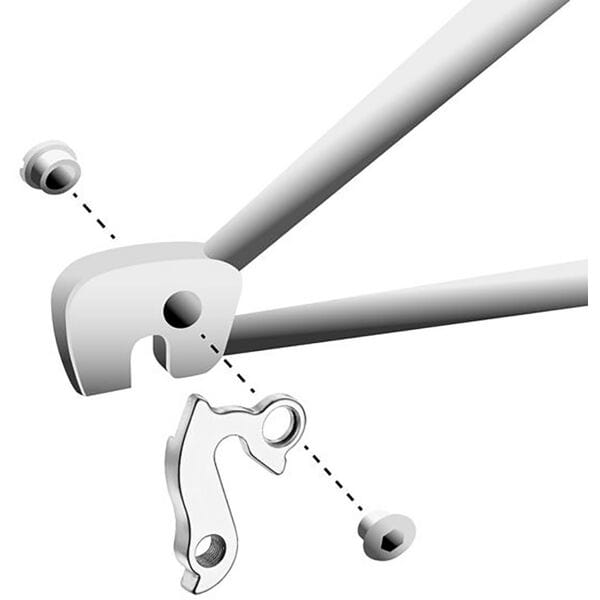 M Part gear hanger for bikes, showing durable drivetrain component with metal construction and mounting holes for various bike brands.