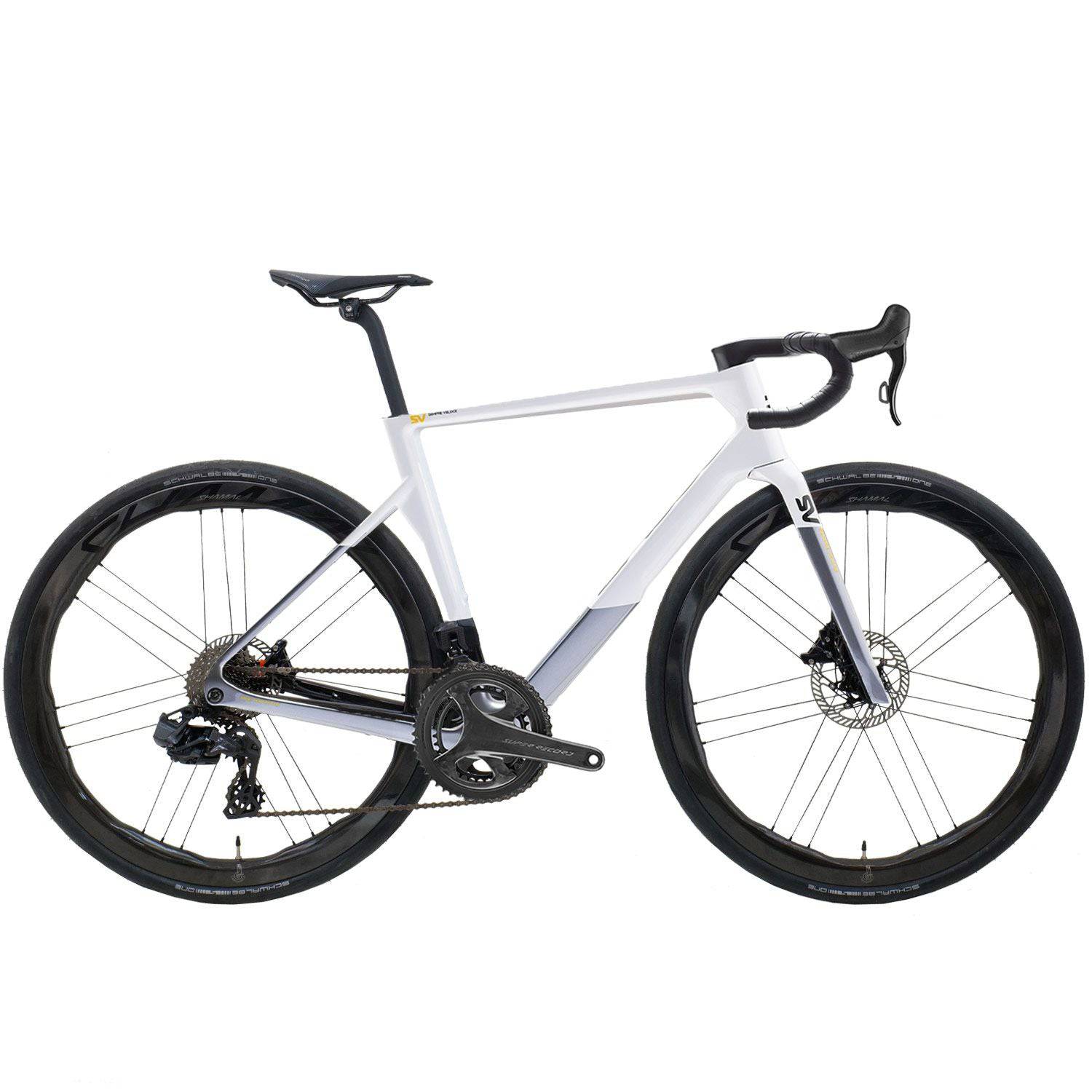 Basso Bikes SV Super Record 13x wireless road bike with Campagnolo disc brakes, lightweight frame, and aerodynamic design.