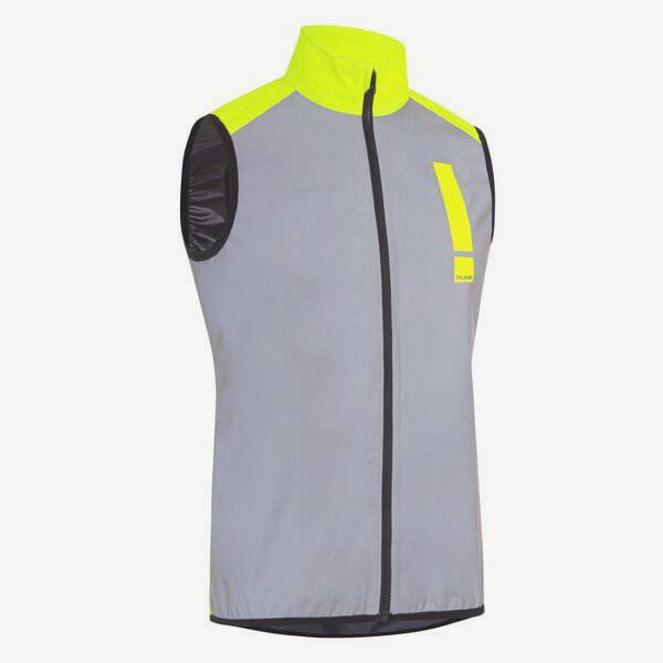 HUMP Men's ultra reflective waterproof cycling vest with packable design and high visibility for safety during rides.