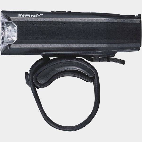 Infini Lava 500 Lite rechargeable front bike light with 5 modes, USB charging port, designed for cycling safety and visibility.