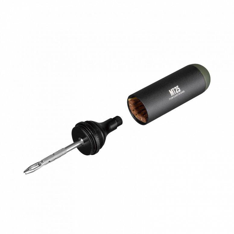 Topeak Tubi Cartridge MT25 black storage box for mountain bike tubeless tire repair components.