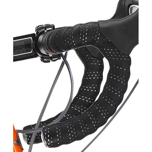 M Part Classic black bike handlebar tape with end plugs and adhesive, designed for wet riding conditions.