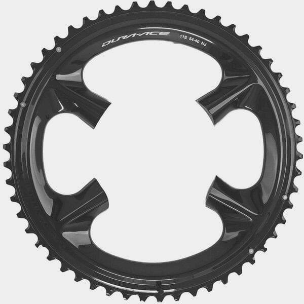 Shimano Dura-Ace FC-09 54T outer chainring for 11-speed road bikes, showcasing the silver, 54-tooth outer component.