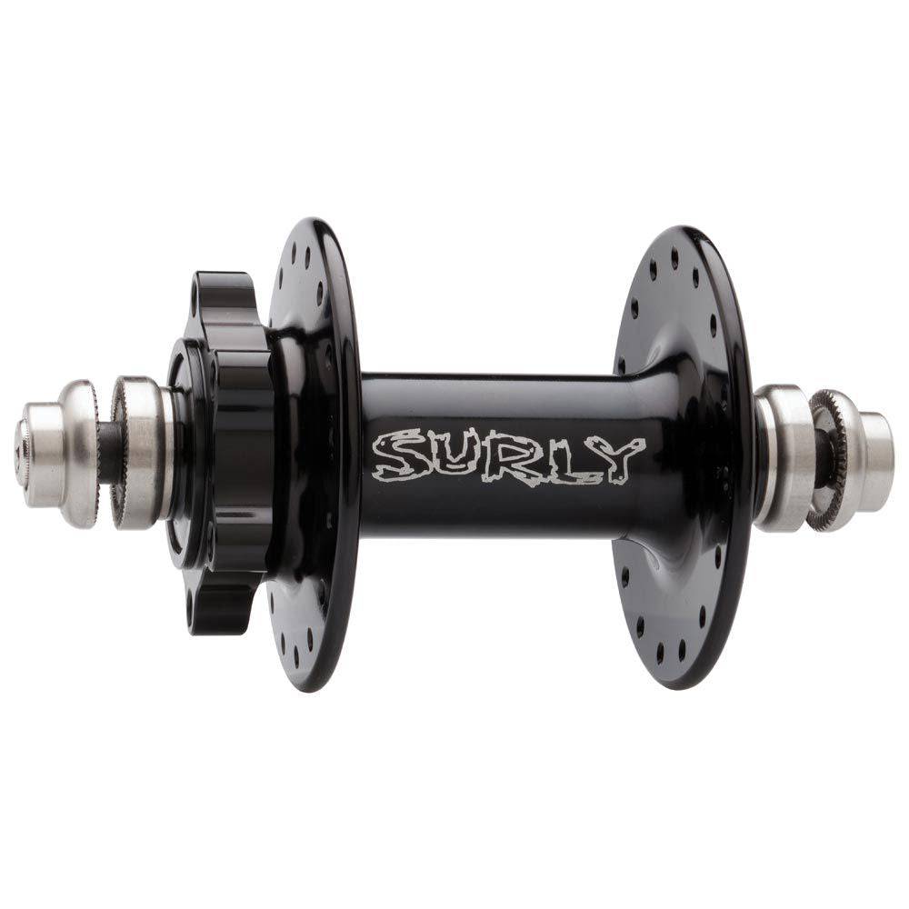 Surly Ultra New Disc Hub for bikes, showing a durable bike component with quick release conversion, in a close-up view.