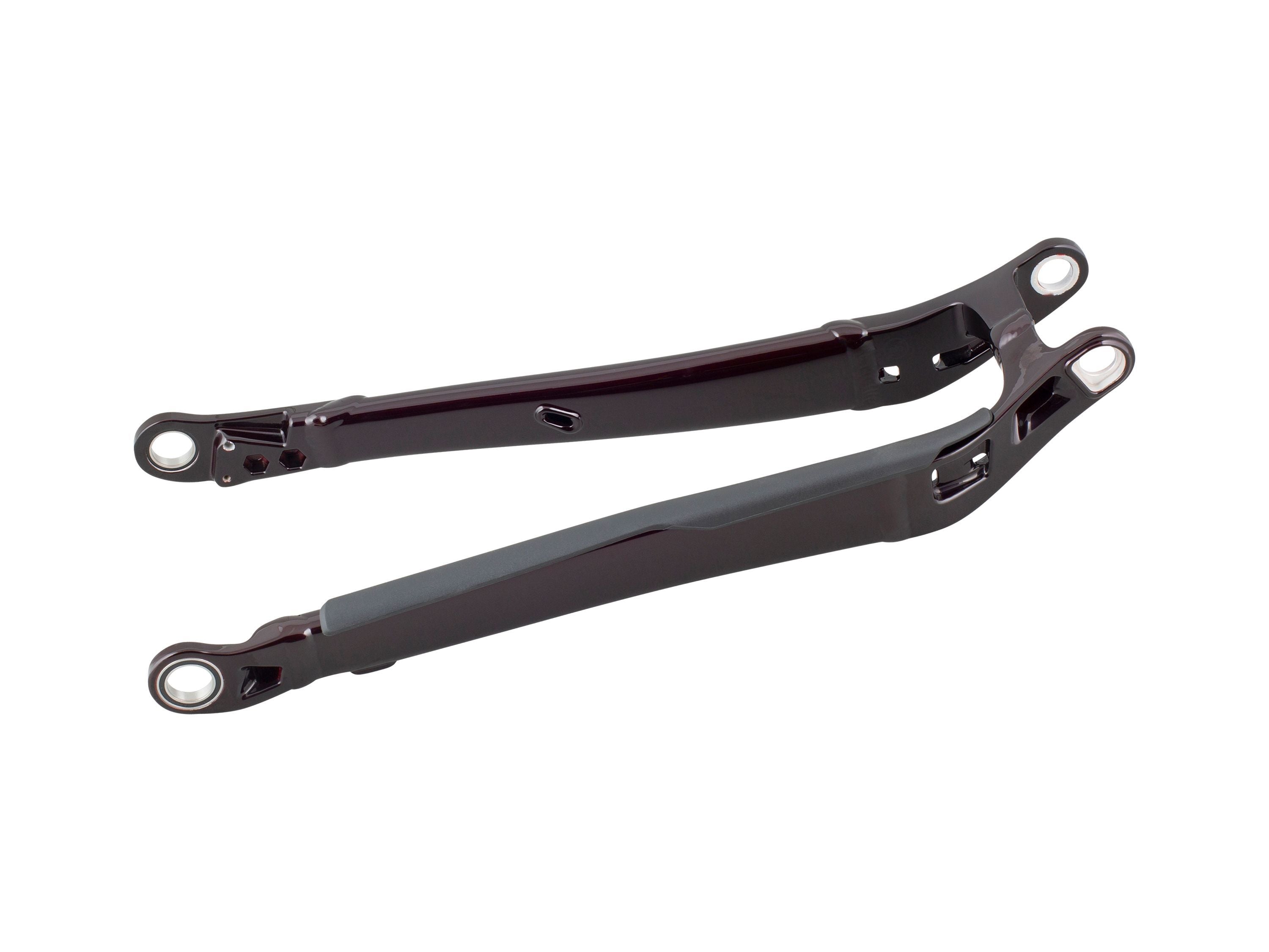 Trek Rail 29 aluminum chainstay with carbon red smoke finish for 29-inch mountain bike components, durable and lightweight.