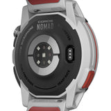Coros NOMAD GPS Smartwatch in ash color showing outdoor watch face with adventure journal and multiple sport mode icons.