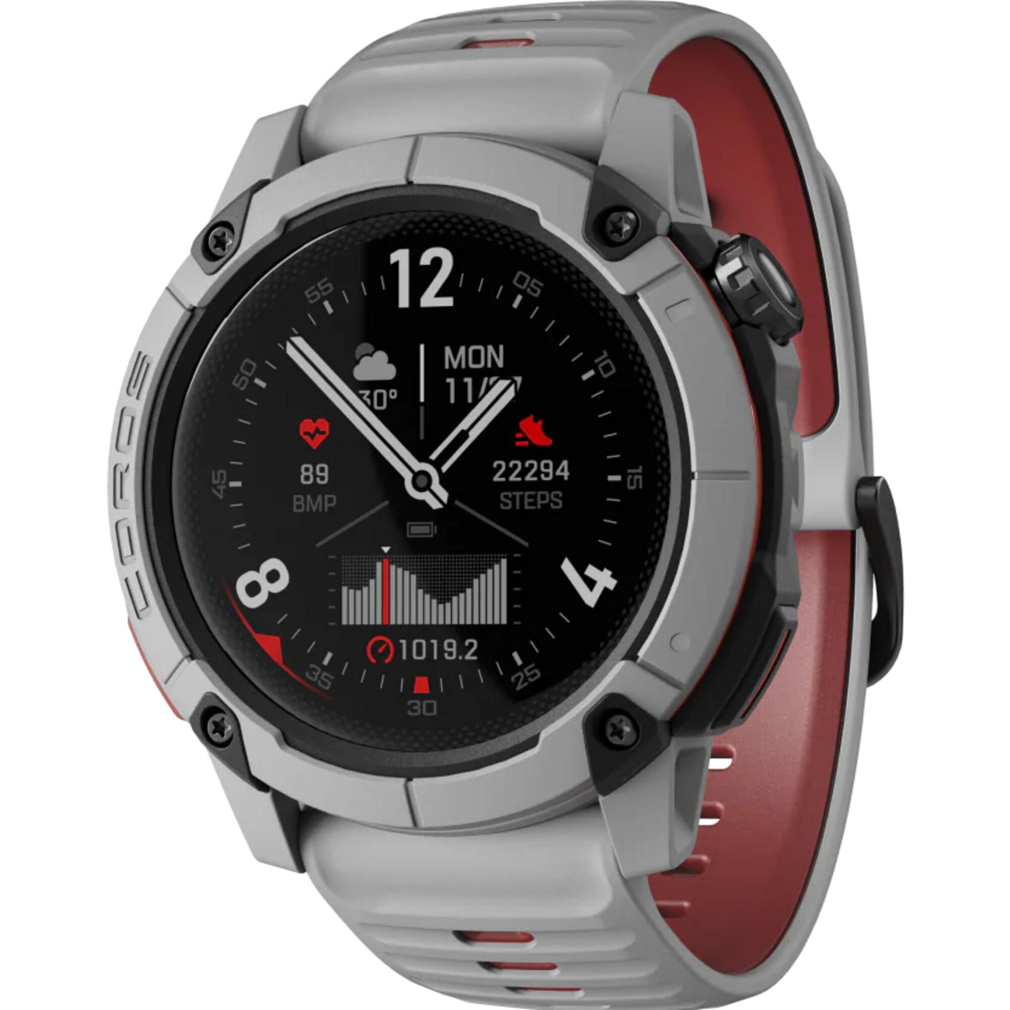 Coros NOMAD outdoor GPS smartwatch with black band, displaying a colorful map on the screen for outdoor adventures.