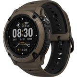 Coros Nomad outdoor GPS watch with brown strap, adventure journal, and multiple sport modes, showing the watch face and strap.