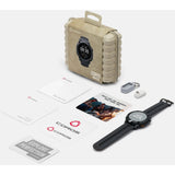 Coros Nomad outdoor GPS watch with adventure journal and over 40 sport modes, shown with accessories in the box.