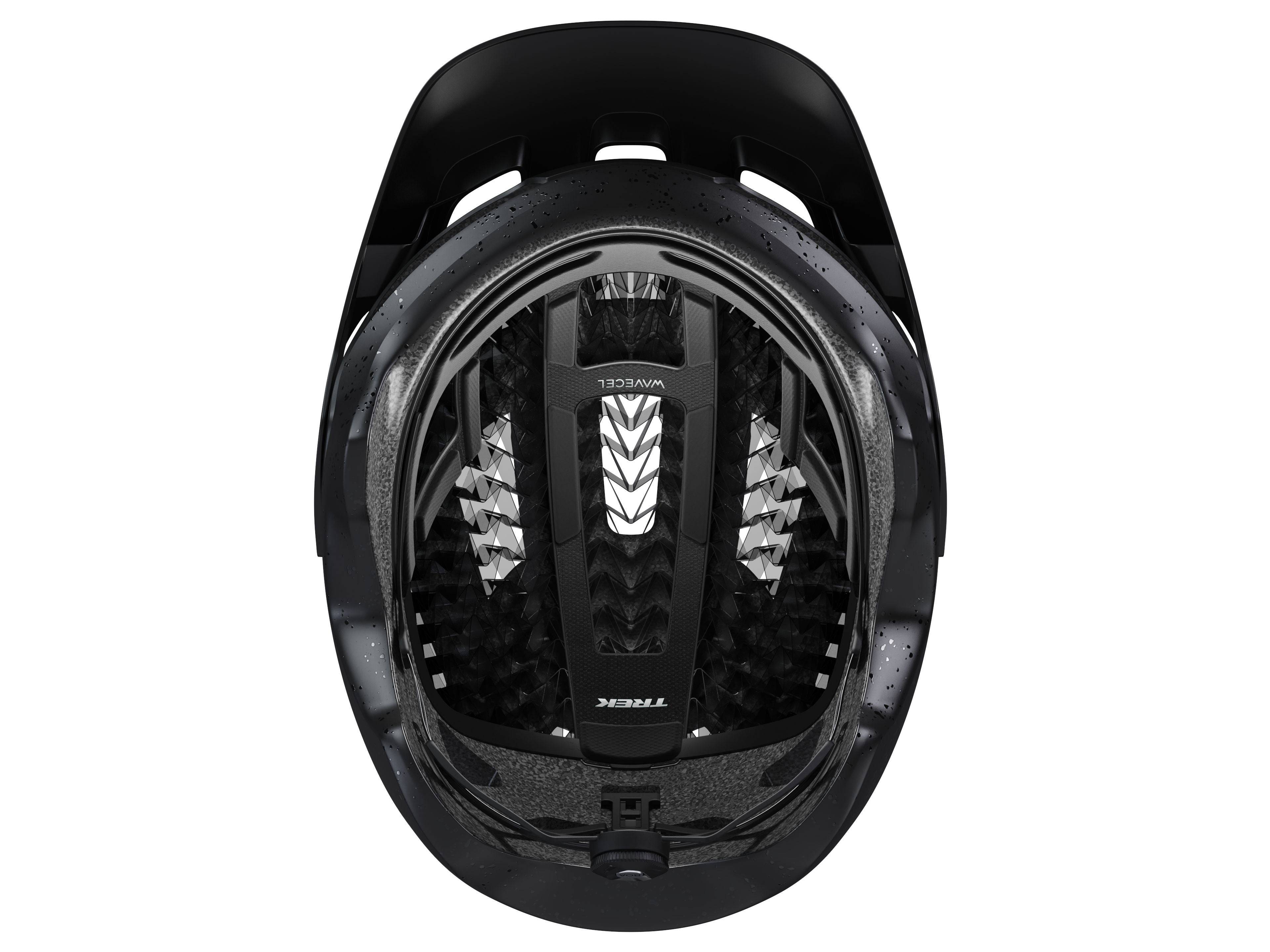 Trek Rally WaveCel mountain bike helmet with ventilation and advanced impact protection, shown in a sleek design.