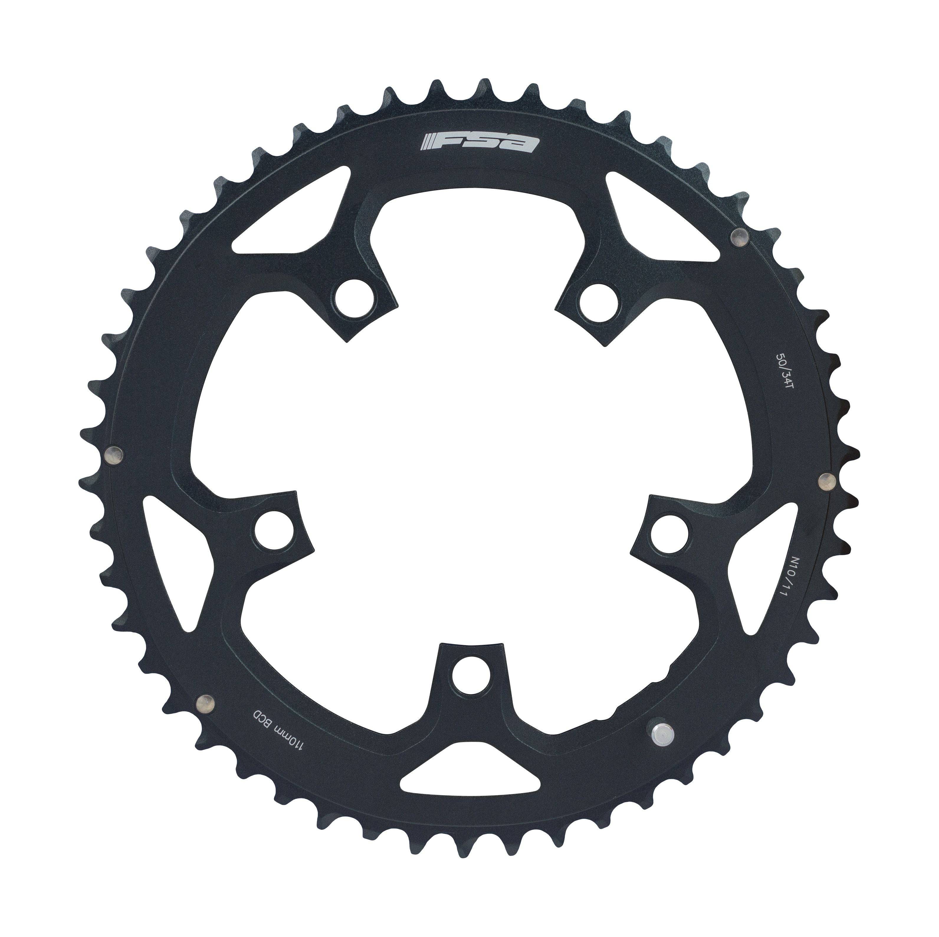 FSA Pro Road 2x11 Speed Chainring with 50T black anodised finish, 110 BCD, 5-hole, 12mm pins for bicycle components