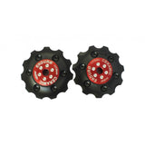 Enduro Bearings Zero Ceramic Jockey Wheels for Shimano, SRAM, Campagnolo drivetrain components, showing sleek black design and precision construction.