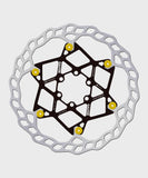 Galfer Wave floating disc rotor for MTB with 6-bolt brake system, high-performance bike brake component, metallic finish.