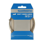 Shimano stainless steel gear inner wire for road and MTB bikes, 1.2mm x 2100mm, showing the coiled cable with metal fittings