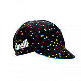 Cinelli Caleido Spots cycling cap, lightweight breathable headwear with colorful spot pattern, designed for cycling comfort and style.