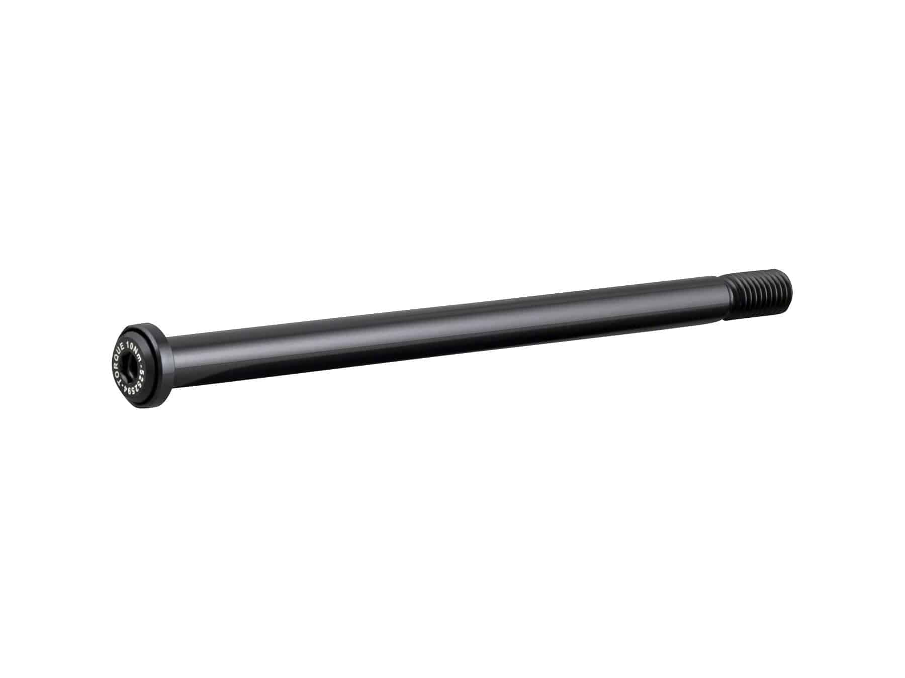 Black Bontrager Switch Lever Rear Thru-Axle 192mm for easy bike wheel removal, component part for bicycle maintenance.