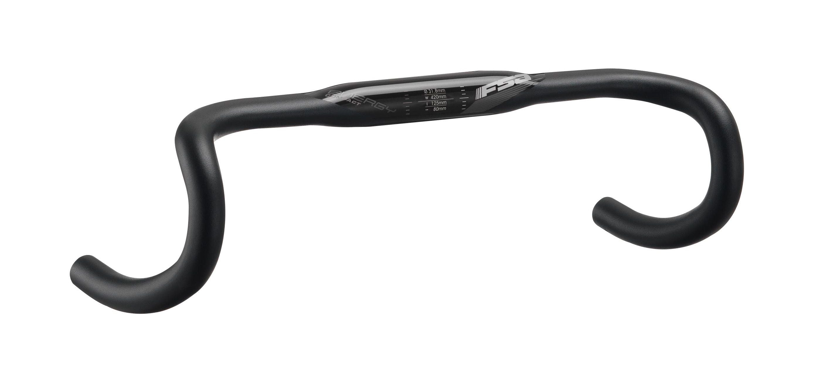 FSA Energy ACR internal routing compact drop road handlebar with ergonomic design for road bikes, shown from side view.