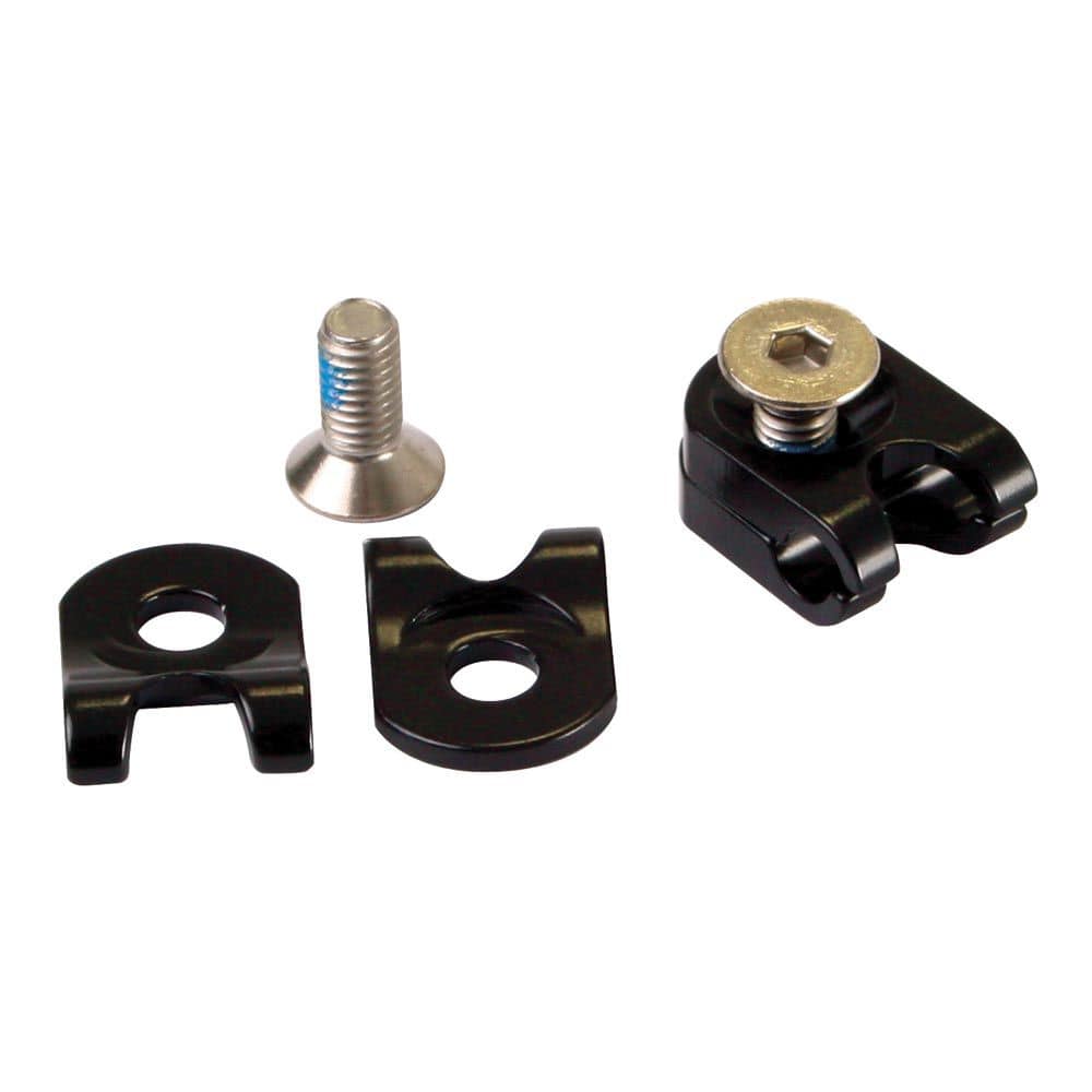 ID bolt-in cable housing guide with stainless steel bolts for threaded frames, showcasing durable metal components and precise fitting.
