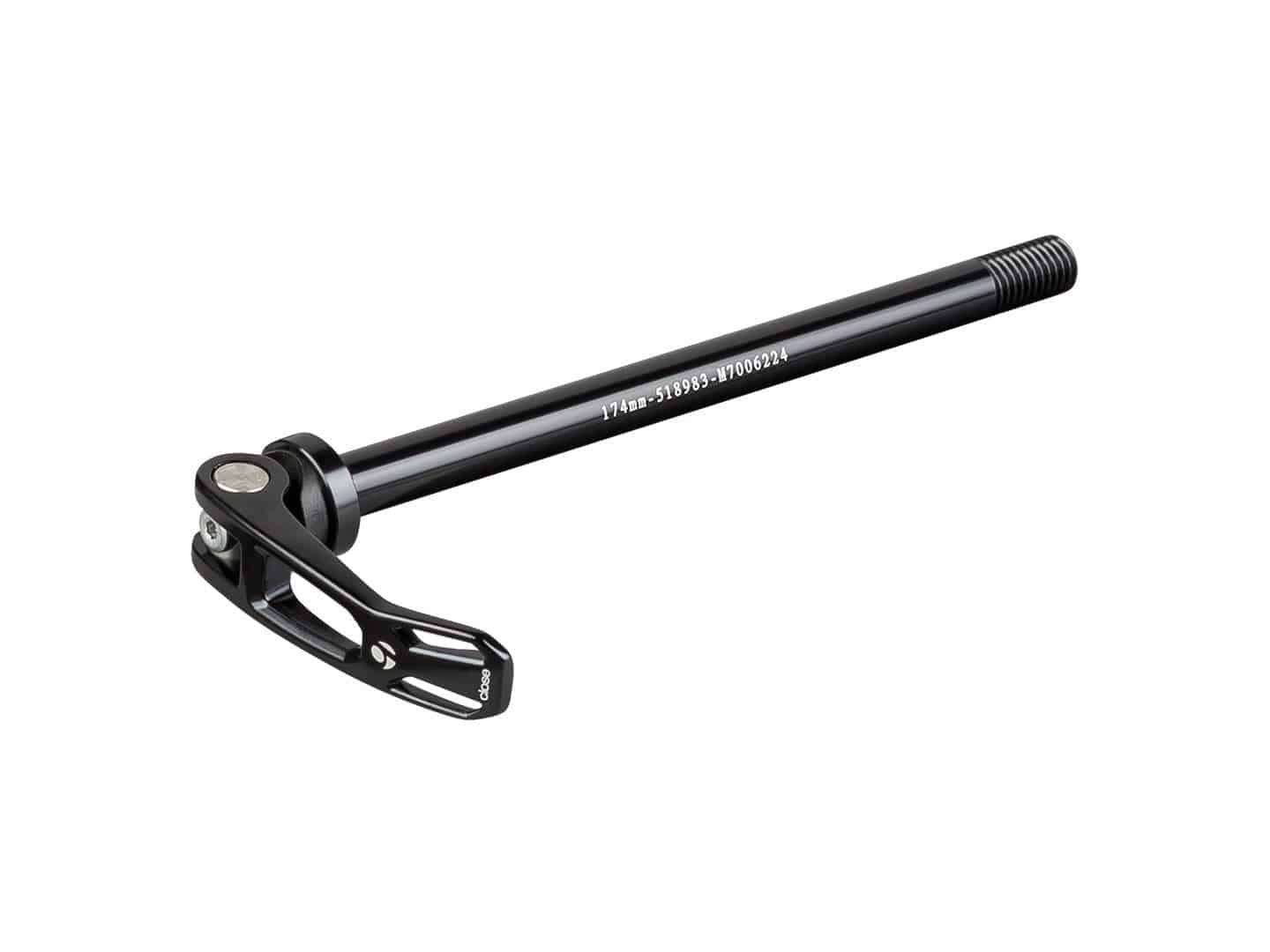 Black Trek ABP Hardtail rear thru axle, 174mm length, for bike components, designed for easy rear wheel conversion.