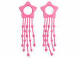 Pink Trek Kids handlebar tassels for 2015 Dialed grips, pair, 113mm fit, colorful bicycle accessories for children.