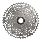 Sram PG-1231 XPLR 12-speed cassette with 11-44T gears for 1x drivetrain, showcasing the lightweight metal construction and gear teeth.