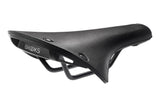 Brooks C19 Cambium waterproof commuter saddle with accessory loops, designed for city cycling, showing the saddle on a bike seat post.