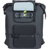 Basil SoHo Nordlicht 17L bicycle backpack in Night Black with integrated LED light, designed for cycling accessories.