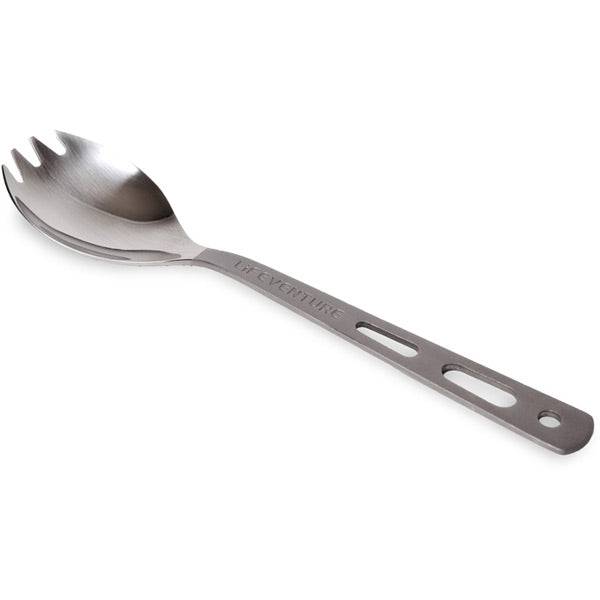 Lightweight Lifeventure titanium spork for outdoor camping and backpacking, with a durable, compact design perfect for outdoor accessories.