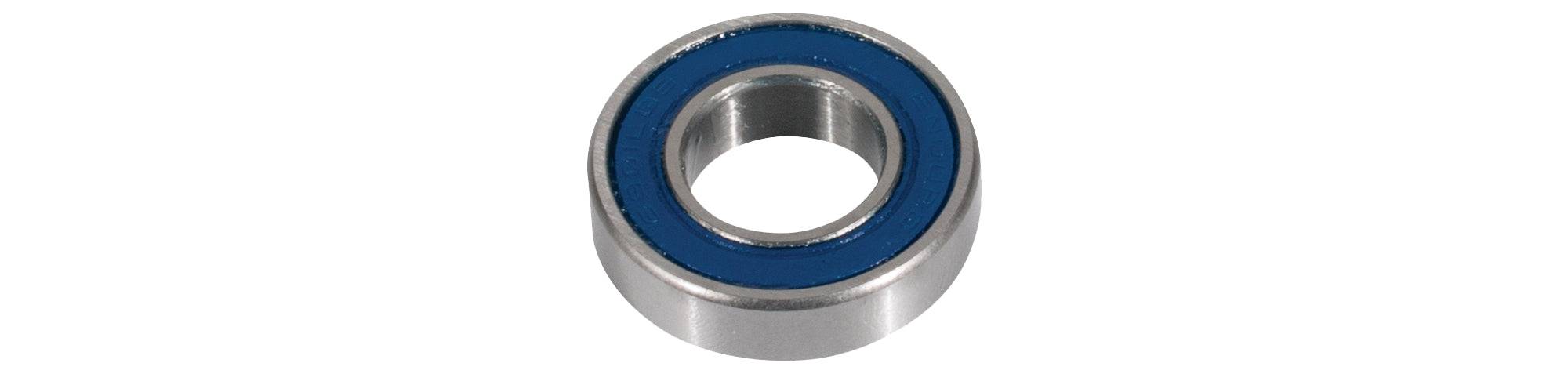Enduro Bearings 6901 LLB ABEC 3 sealed cycling hub bearing, 12x24x6mm, showing the black rubber seal and metal casing.