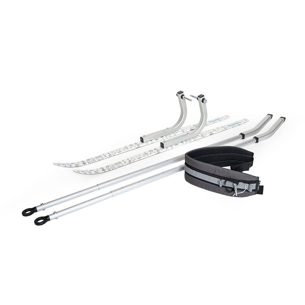 Burley Ski Kit accessories for bike trailers, featuring winter mounts and spare parts designed for snow use.