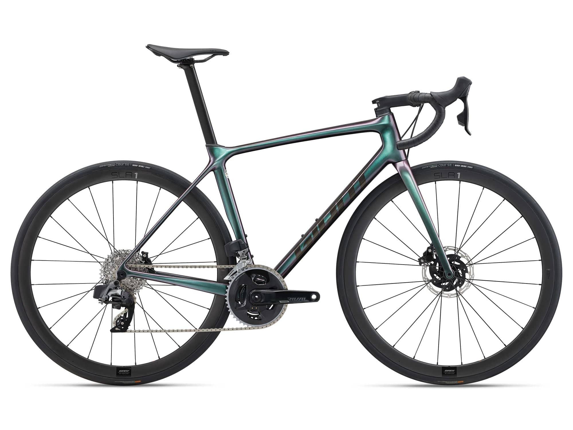 Giant TCR Advanced Pro Disc 1 AXS road bike with SRAM Rival eTap AXS groupset, 700c wheels, sleek aerodynamic frame.