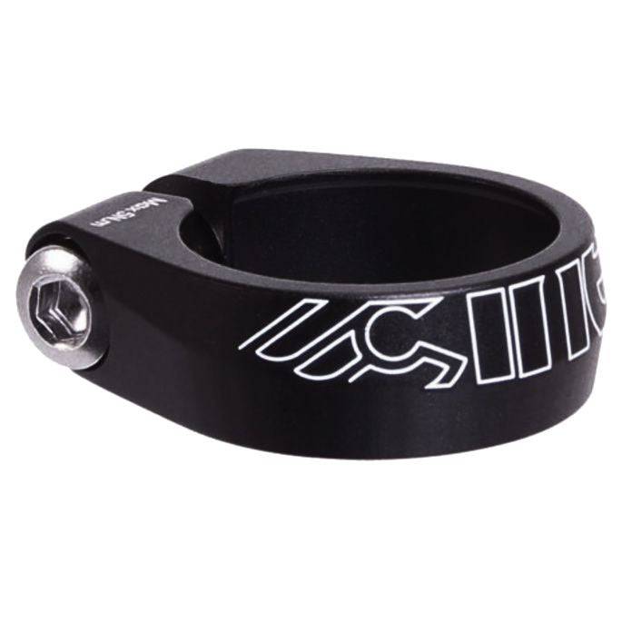 Cinelli seat clamp for Italian bikes, showing a durable metal component with tightening screw for secure seatpost attachment.