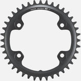 Shimano GRX FC-RX820-1 12-speed 40T single chainring for gravel and road bikes, close-up of black chainring with teeth.