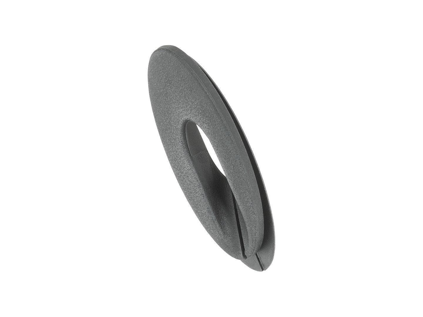 Black Trek Roscoe 29 2022 downtube cable exit guide for bike cable routing, a durable component for Trek mountain bikes.