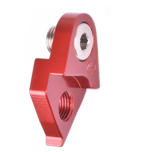 Wheels Manufacturing replaceable derailleur hanger dropout E with hardware and instructions for bicycle component upgrade.