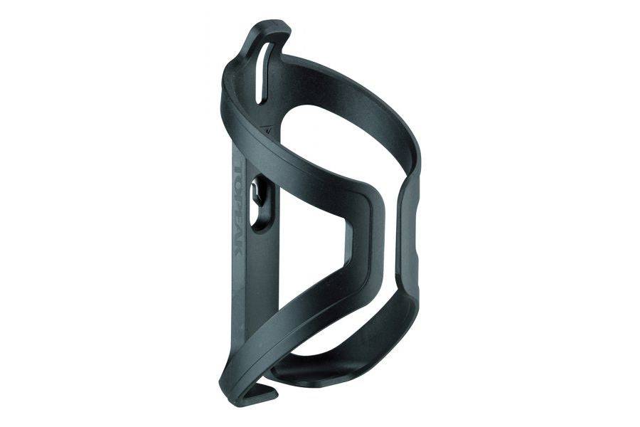 Topeak Shuttle Cage in black, a durable water bottle cage with easy mounting system for cycling accessories.