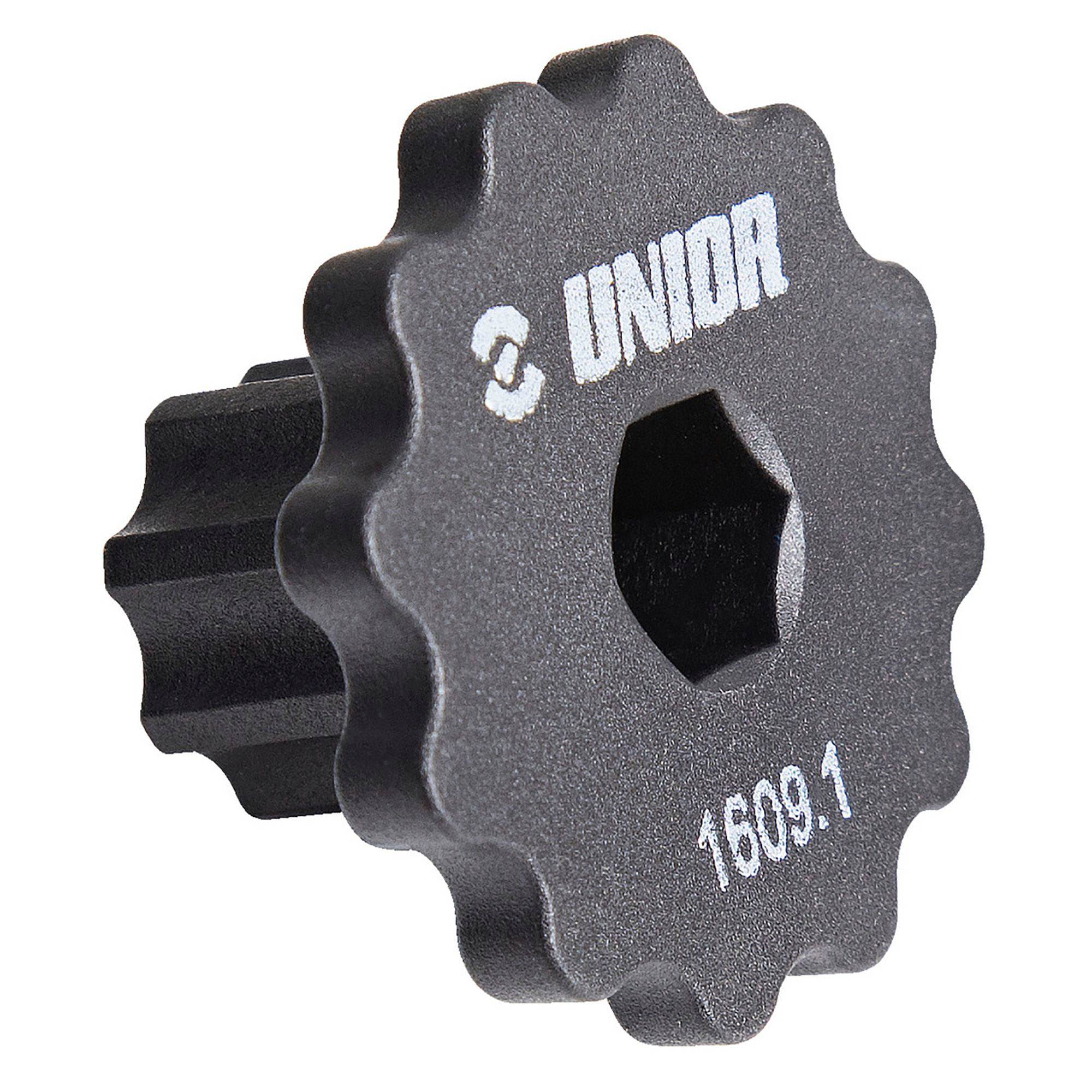 UNIOR Crank Cap Tool for Shimano Hollowtech II, plastic bolt removal and installation, workshop tool for bike crank maintenance