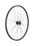 Bontrager Connection Disc 700c front road wheel in anthracite black, showing the wheel rim and disc brake mount.