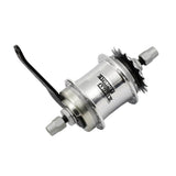Sturmey Archer S1C single-speed coaster hub with integrated brake for commuter bikes, featuring black metal construction and mounting hardware.