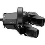 Shimano Deore XT SW-M8150-R Di2 right hand shift switch clamp band with E-tube SD300 for bicycle gear shifting.