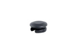 Black Trek seat tube wire routing frame plug for mechanical shifting cable management on bicycle frame.