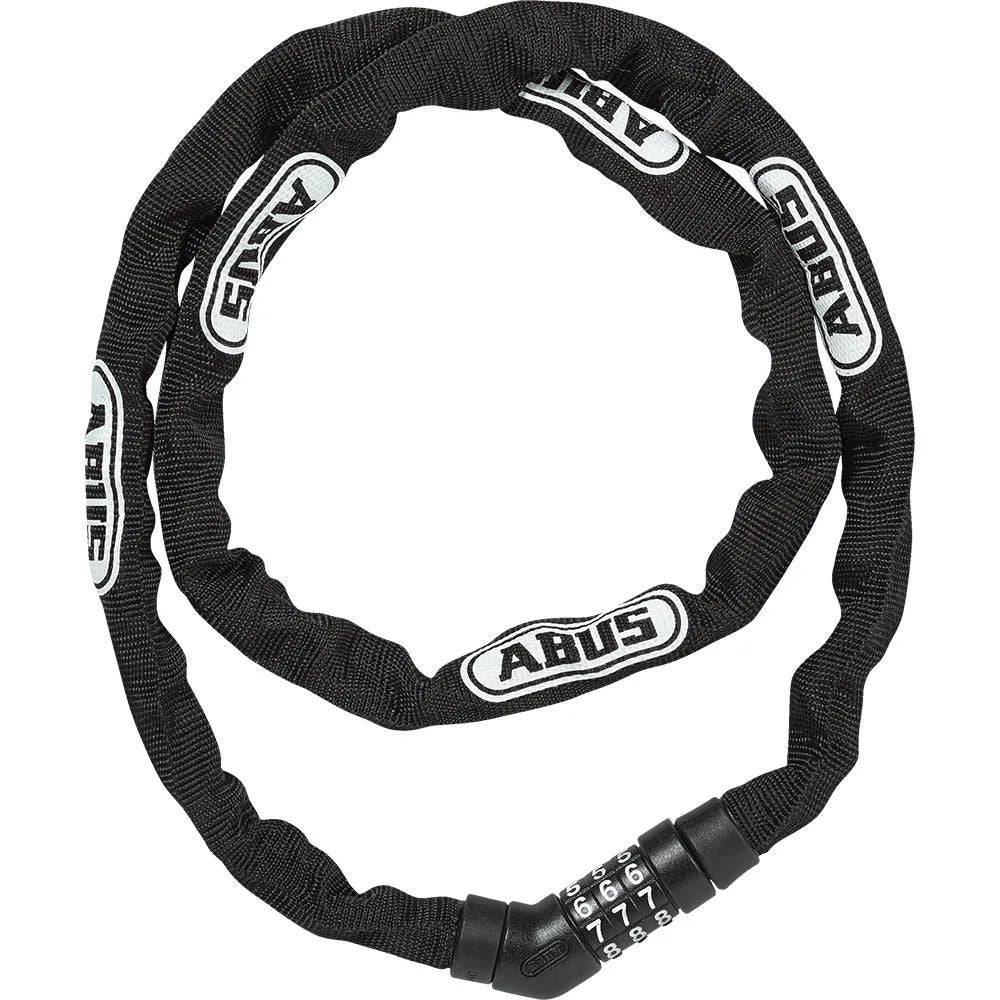 ABUS Steel-O-Chain 4804C/110 BK bicycle lock with black steel chain and combination lock for bike security